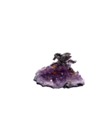 Running Pewter Pegasus Figure on Amethyst Crystal Geode Cluster - $470.24 MXN