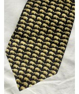 Banana Republic Repp Tie Black Gold Hippos Hippopotamus 100% Silk Italian Made - $20.00