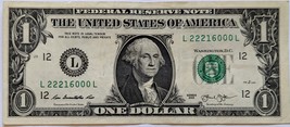 US$1 Fancy Banknote 2013 2 Triples Together 22216000 - $5.95