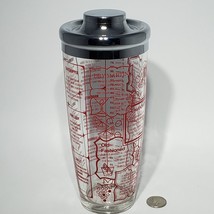 Irvinware Bartender Glass Cocktail Shaker Lid Red Recipes VTG Retro Barware USA - £19.71 GBP