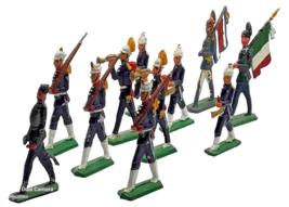 Vintage Italian Lead Toy Soldier Set Of 10 Marching Band ~ Scarce &amp; Rare - £38.65 GBP