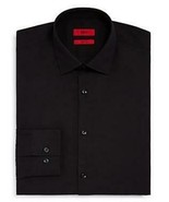 Hugo Boss Men&#39;s Jenno Slim Fit All Cotton Black Solid Dress Shirt-16 34/35 - $1,034.95 MXN