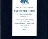 Quince Tree House Menu Montgomery Avenue Ardmore Pennsylvania 1951 - £58.34 GBP