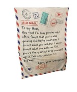 To My Mom Blanket From Love Your Daughter Air Mail Letter Size 60&quot;x80&quot; New - £20.39 GBP