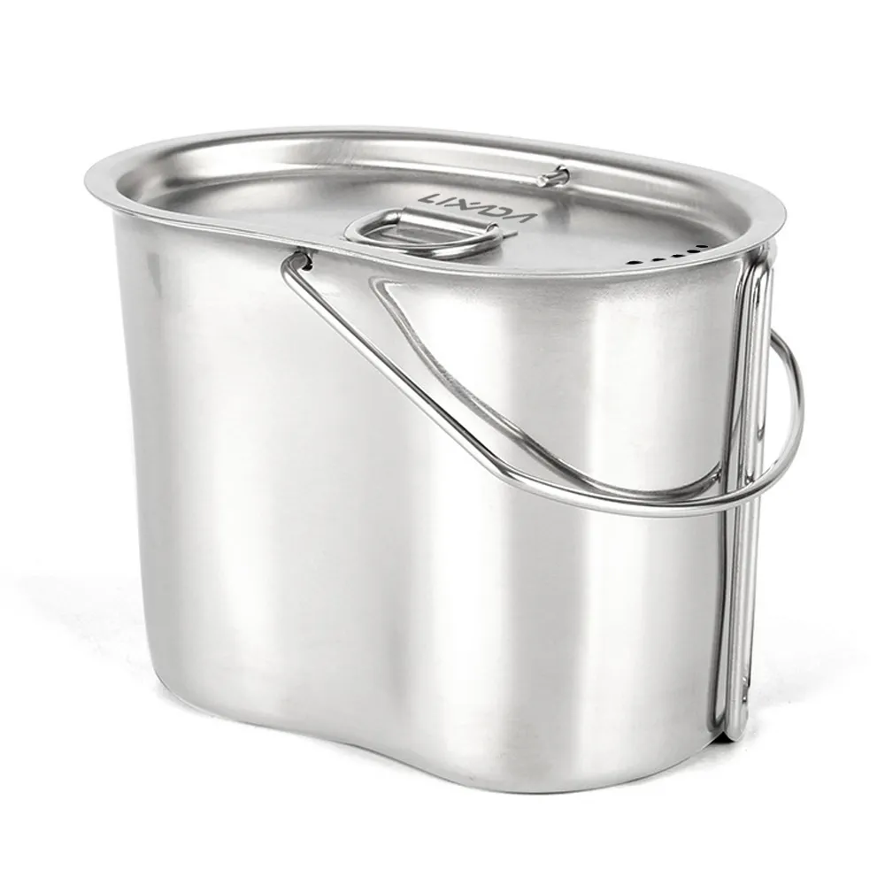 Lixada Stainless Steel Canteen Cup With Foldable Handle And Lid For Outdoor - £27.92 GBP