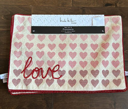 Nicole Miller Placemats set of 4 Heart Print Pride Love Beige Cotton - £27.62 GBP