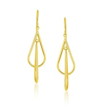 14k Yellow Gold 1.75&quot; Length x 0.5&quot; Width Interlaced Teardrop Dangling Earrings - £206.38 GBP