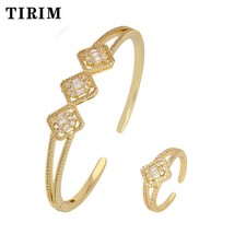 Luxury Cubic Zirconia Women Bracelets Bangle Ring Set Adjustable Free Shipping D - £30.87 GBP