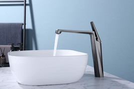 Grey single hole bathroom washbasin lavatory tall vessel sink faucet NEW - $148.49