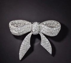 3Ct Round Cut Lab-Created Diamond Bow Knot Brooch Pin 14K White Gold Plated - £152.46 GBP