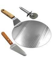 3 pc set, Stainless Steel Pizza Peel, Pizza Cutter Wheel &amp; Pizza Shovel (a) M9 - £94.95 GBP