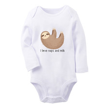 I Love Naps And Milk Funny Bodysuit Baby Animal Sloth Romper Infant Kid Jumpsuit - £7.78 GBP+
