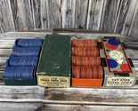 Vintage Embossed Paper Poker Chips - Red &amp; Blue Lot - Horse Shoe - $9.74