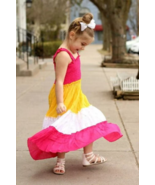 Girls Maxi Colorblock Tiered Dress. Summer Maxi Dress. Girls Smocked Max... - €20,16 EUR