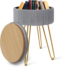 Footrest Stool Round Velvet Storage Modern Ottoman Upholstered Vanity Footstool - £47.95 GBP