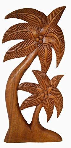 Beautiful Mahogany Wood Palm Tree with Coconuts Tropical Island Wall Art