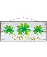 Welcome Clover St. Patrick&#39;s Day Wood Wall Decoration Home Decor - £7.81 GBP