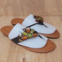 MAUI ISLAND Women’s Sandals Size 10 N Feathers Stones Brown Casual - £16.62 GBP