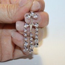 Bezel Diamond Alternatives Chandelier Dangle Earrings 14k White Gold over 925 SS - $46.54