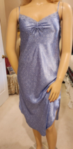 Vtg California Dynasty Shiny Blue Print Satin Chemise Slip Nightgown Sz M/L - $14.84