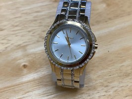 DKNY NY-8699 Lady Dual Tone Steel Faux Diamonds Analog Quartz Watch~New Battery - £22.82 GBP