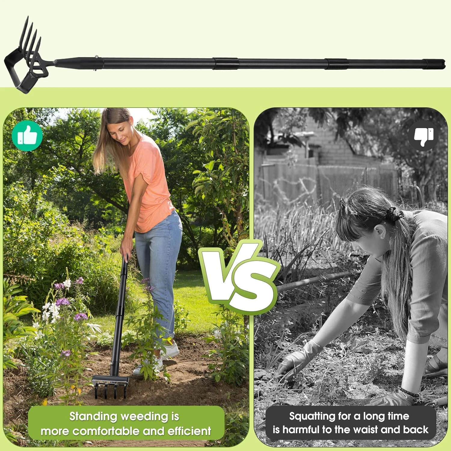 Hula Hoe Garden Tool - 2 in 1 Stirrup Action Hoe & Rake,Heavy Duty Weeding & ... Item image 4