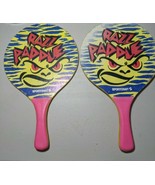 Pair of Sportcraft RAZZ PADDLE Racket Ball 16&quot; Yellow Wood VINTAGE WORN - €9,11 EUR