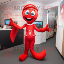 Red Mermaid mascot costume character dressed with a Leggings and Ties - £945.50 GBP