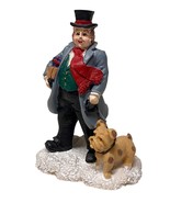 Mervyns Village Square Man In Top Hat and Dog 1995 Figurine Holiday Chri... - $345.02 MXN