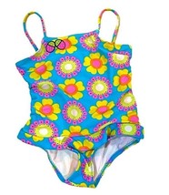 Maui Sons Little Girls One Piece Swimsuit Size 5 Bathing Suit Bright Flo... - $9.64