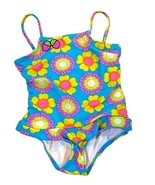 Maui Sons Little Girls One Piece Swimsuit Size 5 Bathing Suit Bright Flo... - $9.64