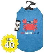 Red White &amp; Cute Dog Tank Top Patriotic Crab UPF 40 Summer Sun Protection Shirt - £17.32 GBP+