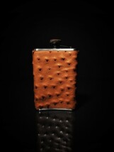 Brizard and Co Flask Genuine Ostrich Tan   8 oz  Made in USA image 7