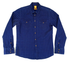 Hugo Boss Denim Blue Jean Shirt Slim Fit Long Sleeve Mens Size L Edaslim... - $23.70