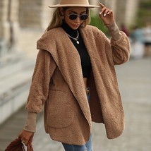 Lamb  Hooded   Coat Women Autumn Winter Oversize Trendy Cardigan Hoodie Jackets  - £96.51 GBP
