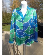 NWT INDUSTRY GREEN&amp;BLUE PRINT BLOUSE S - £13.32 GBP