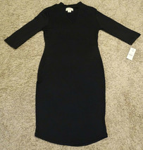 New Wishful Park Black 3/4 Sleeve Stretch Bodycon Knee Length Choker Dress M S - £4.46 GBP