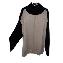 Lety And Me Women Cold Shoulder Mock Turtle Neck Tan Black Sweater Size 1X New - £17.61 GBP