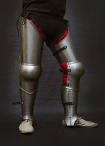 18GA Steel SCA LARP Medieval German Full Leg Armor With Greaves &amp; Knee Cuisses - £148.21 GBP