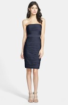 ML Monique Lhuillier Ruched Strapless Cationic Chiffon Dress Sz 6- Navy - £28.57 GBP