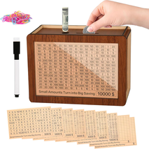 Cash Vault Wooden Money Savings Box 10000,Piggy Bank for Adults Kids,Fam... - $9.50