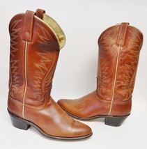 ACME Boots Western Cowboy Roper Pull On Brown USA Men&#39;s Size 9 C VINTAGE - £71.12 GBP