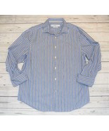 Mens 16 1/2 32/33 PERRY ELLIS PREMIUM City Fit Button Dress Shirt Blue Stripe - $12.99