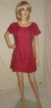 TAVI HOUNDSTOOTH red/navy FABRIC dress SIZE medium new - £51.34 GBP