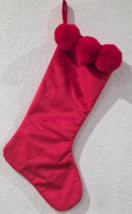 Christmas Holiday Candy Cane Peppermint Red Pom Pom Stocking NEW - $540.28 MXN