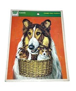 Vintage 1973 Whitman Cardboard Frame-Tray Puzzle Lassie with Basket of P... - $184.53 MXN