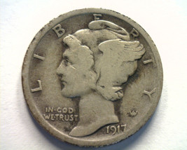 1917 MERCURY DIME VERY GOOD / FINE VG/F NICE ORIGINAL COIN BOBS COINS FA... - $6.50