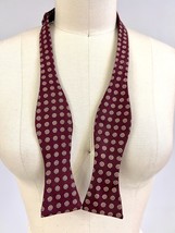 VTG Briar 100% English Silk Maroon Floral Polka  Dot Adjustable Self Tie... - $35.64