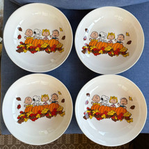 4 Peanuts Snoopy Thanksgiving Pasta Bowls Suddenly Its Fall Charlie Brow... - $59.99