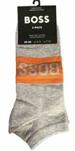 Hugo Boss Men&#39;s Italy 2 Pack Gray Orange Logo Cotton Socks Italy One Siz... - $22.21